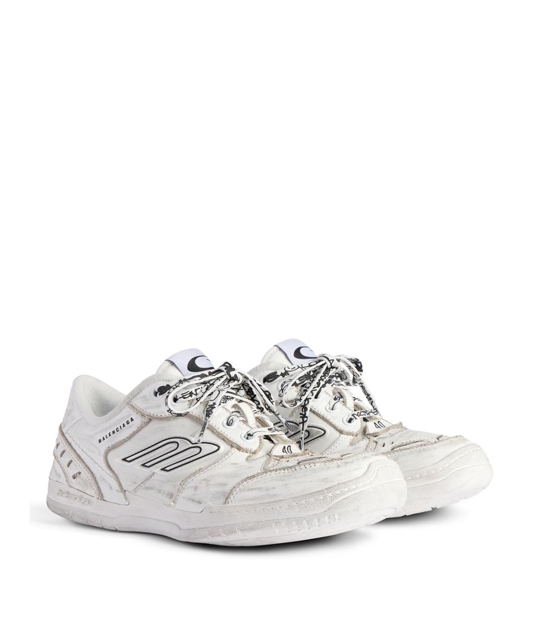 BALENCIAGA Белые кожаные кроссовки, фото 3