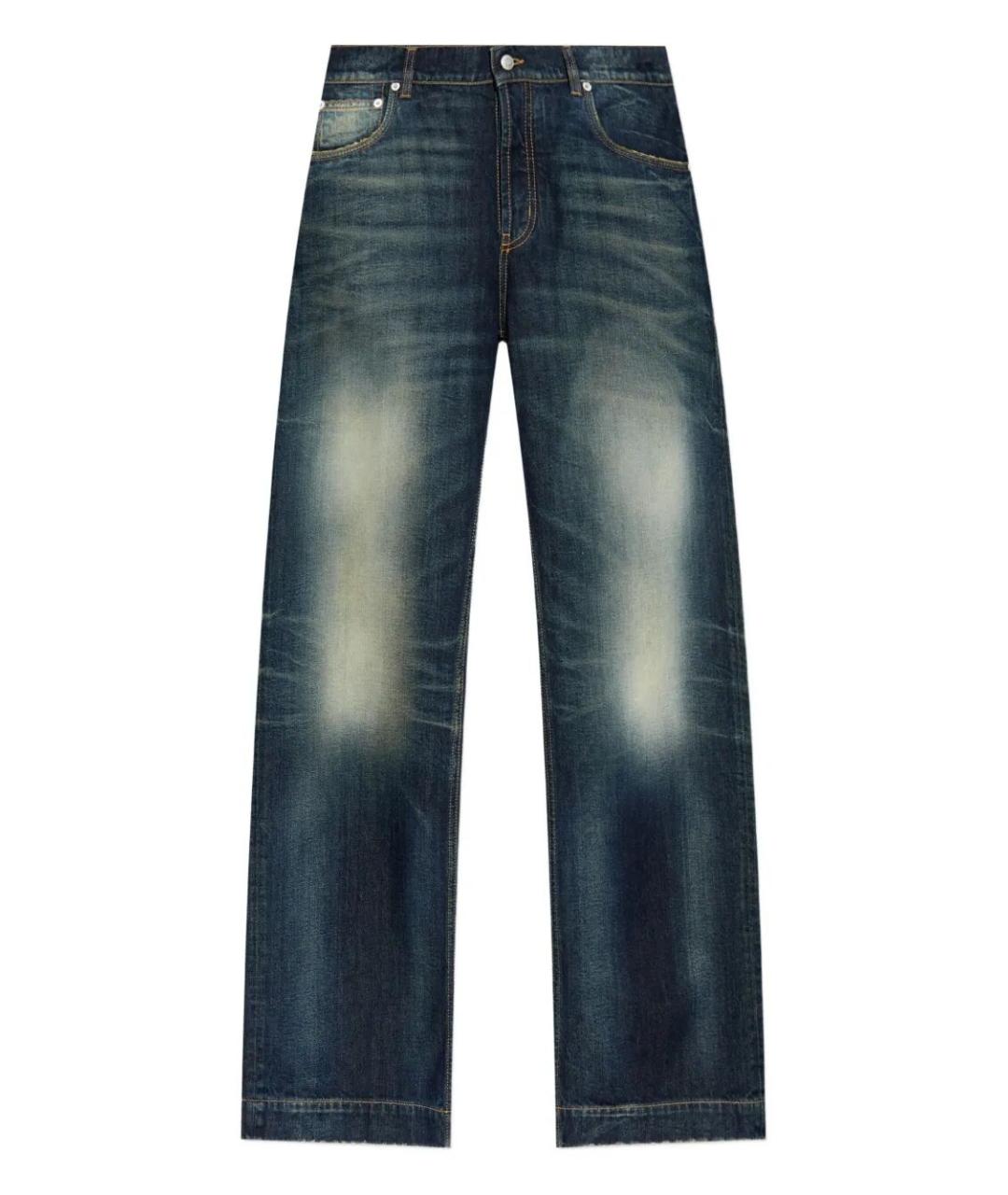 ALEXANDER MCQUEEN Синие хлопковые повседневные брюки, фото 1