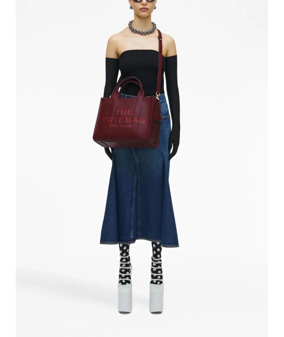 MARC JACOBS Бордовая кожаная сумка тоут, фото 3