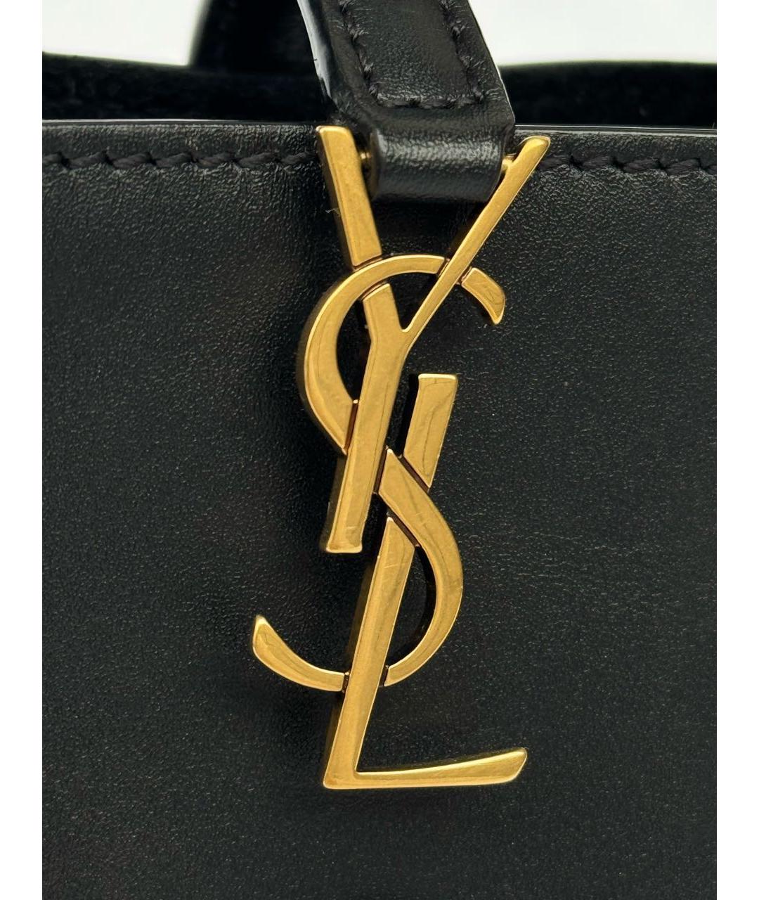 SAINT LAURENT Черная кожаная сумка с короткими ручками, фото 5