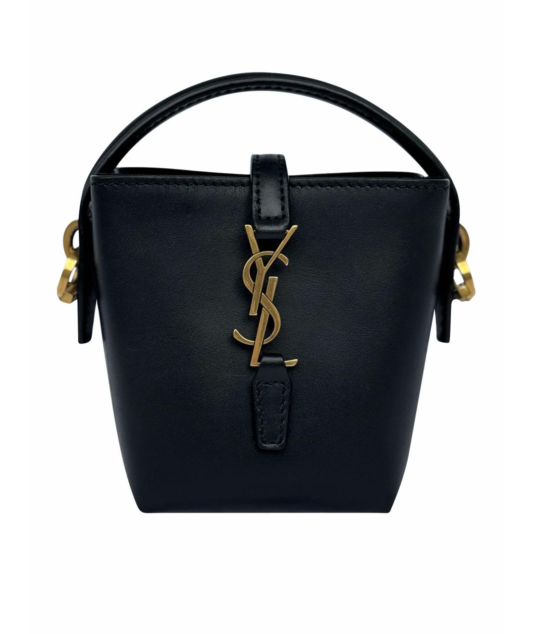 SAINT LAURENT Черная кожаная сумка с короткими ручками, фото 1