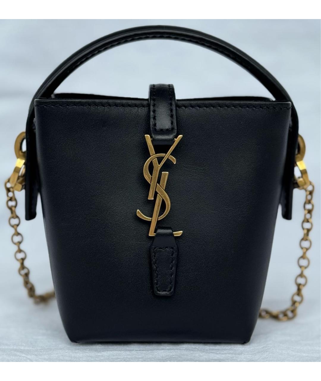 SAINT LAURENT Черная кожаная сумка с короткими ручками, фото 8