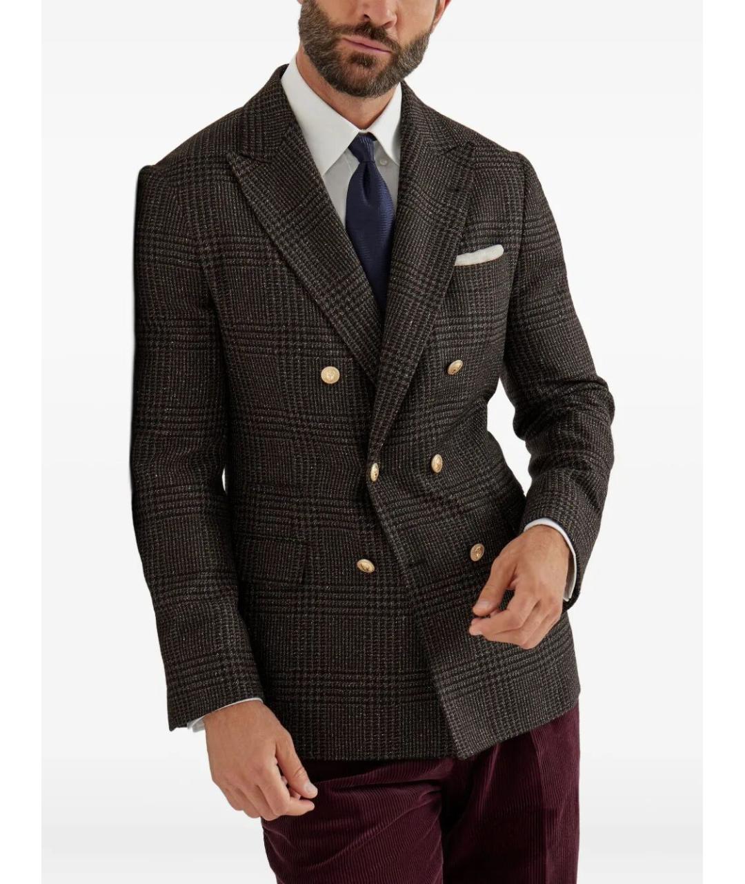 BRUNELLO CUCINELLI Коричневый шерстяной пиджак, фото 4