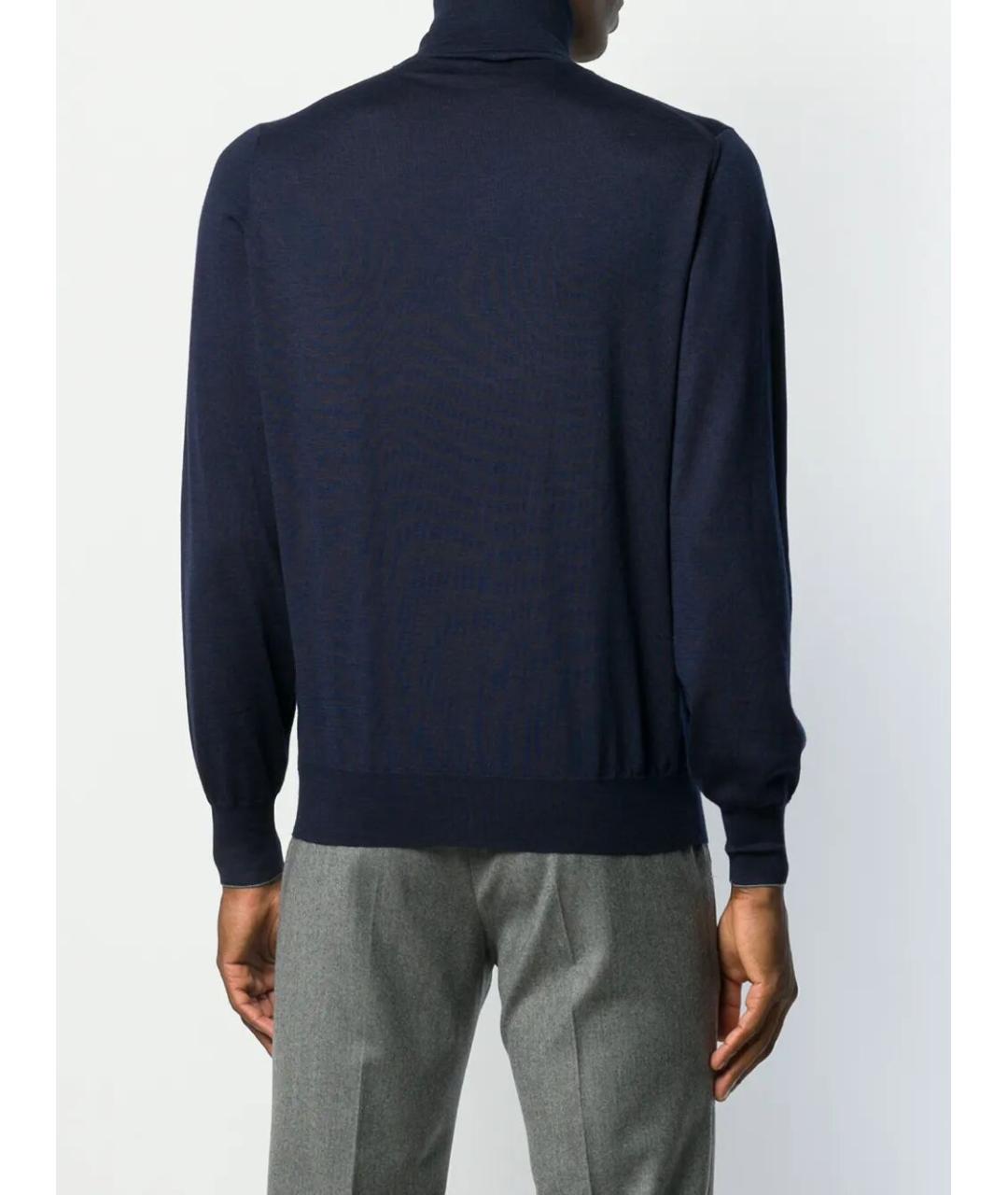 BRUNELLO CUCINELLI Синяя шерстяная водолазка, фото 3