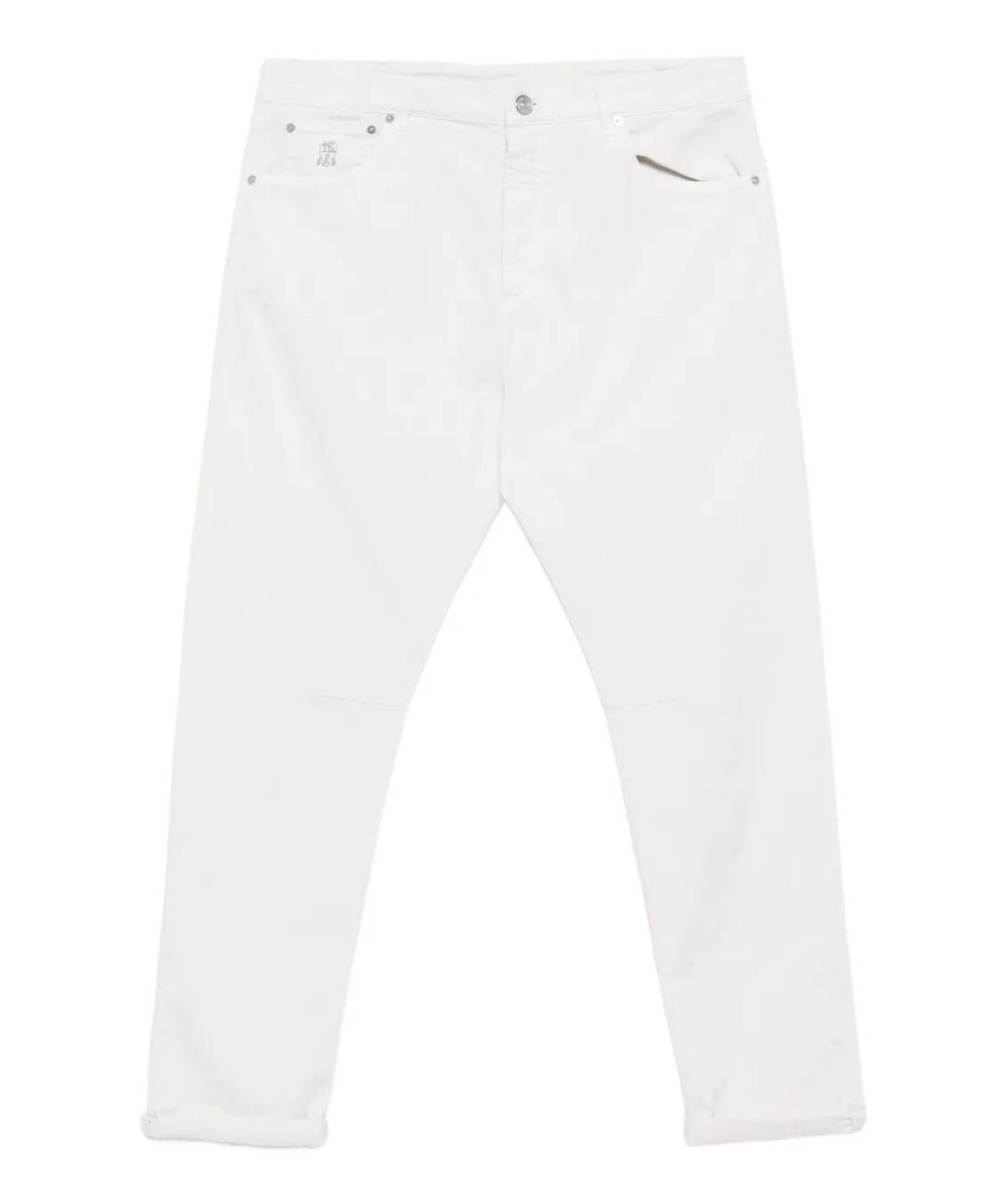 BRUNELLO CUCINELLI Белые хлопковые повседневные брюки, фото 1