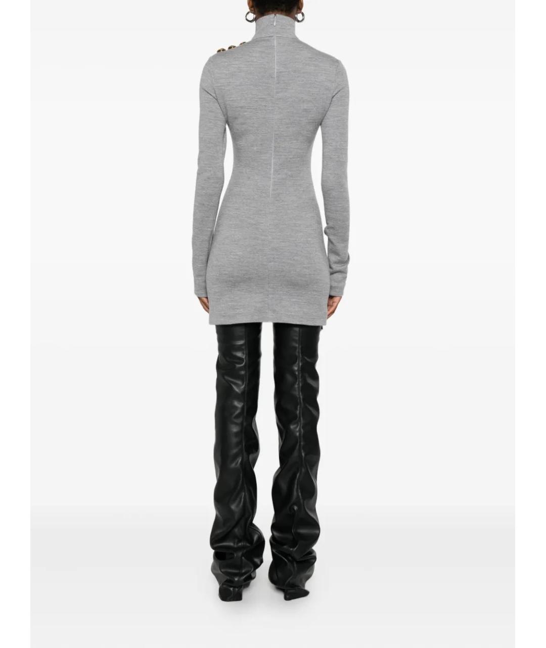 BALMAIN Серое шерстяное повседневное платье, фото 4