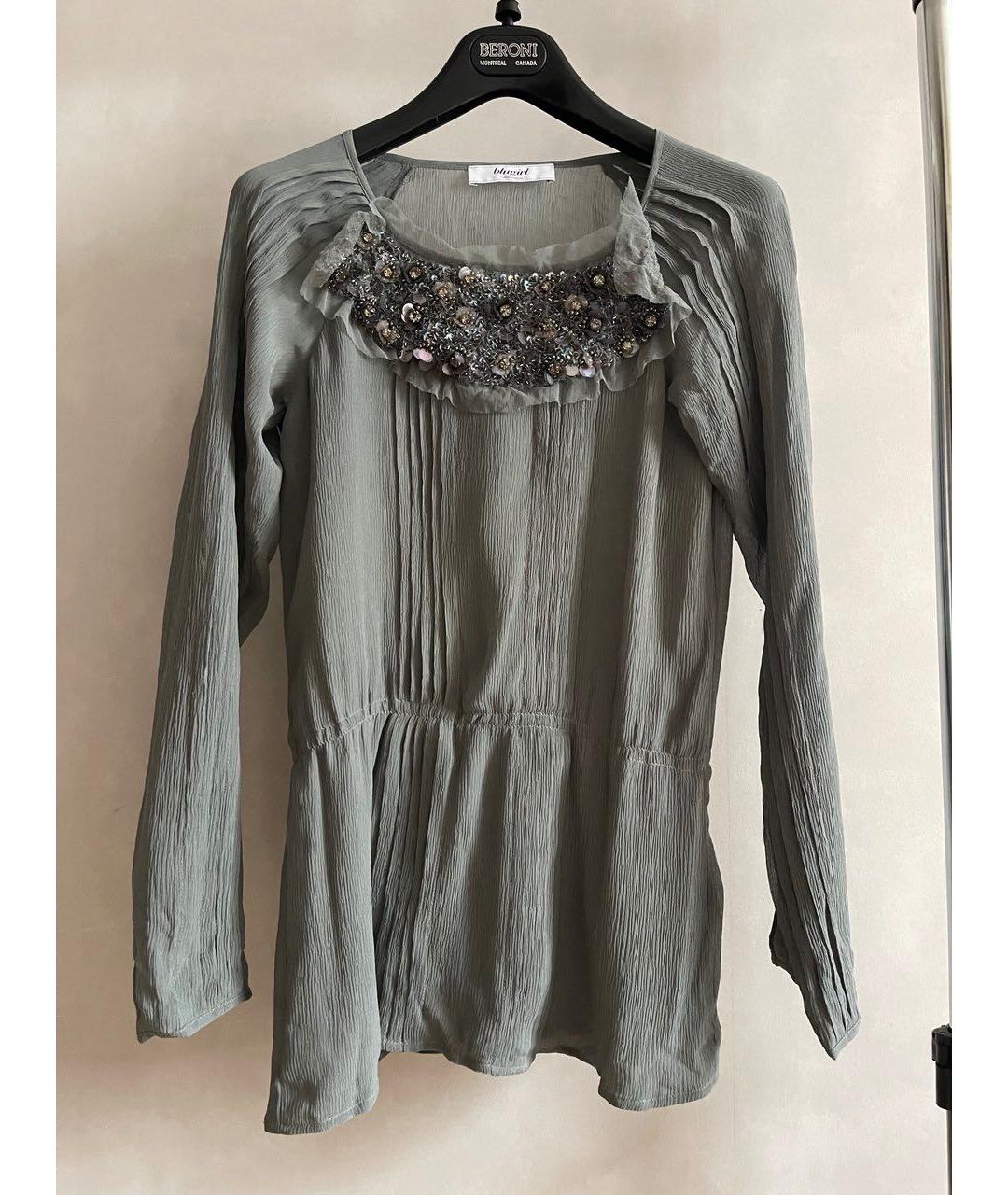 BLUGIRL Серая шелковая блузы, фото 7