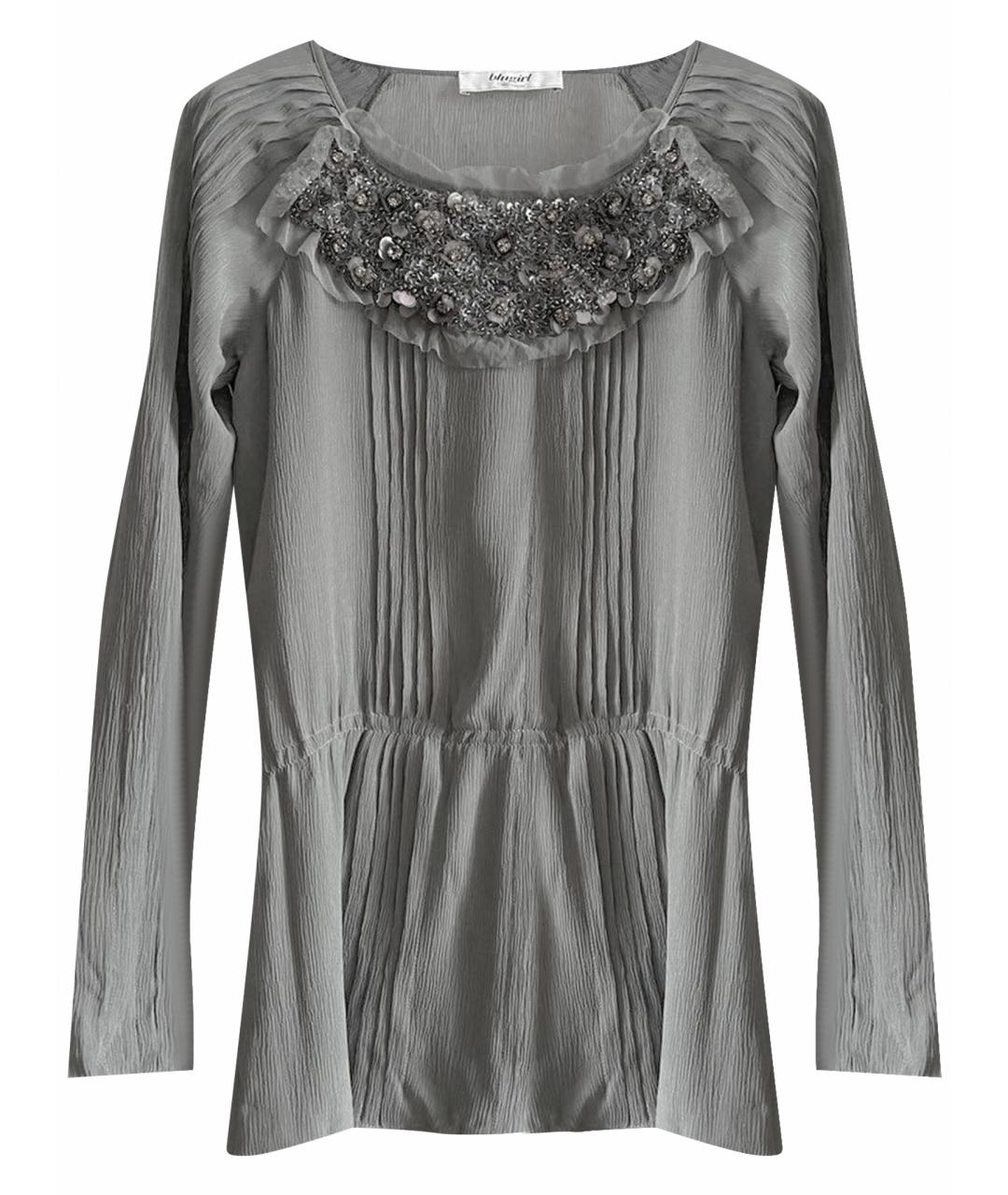 BLUGIRL Серая шелковая блузы, фото 1