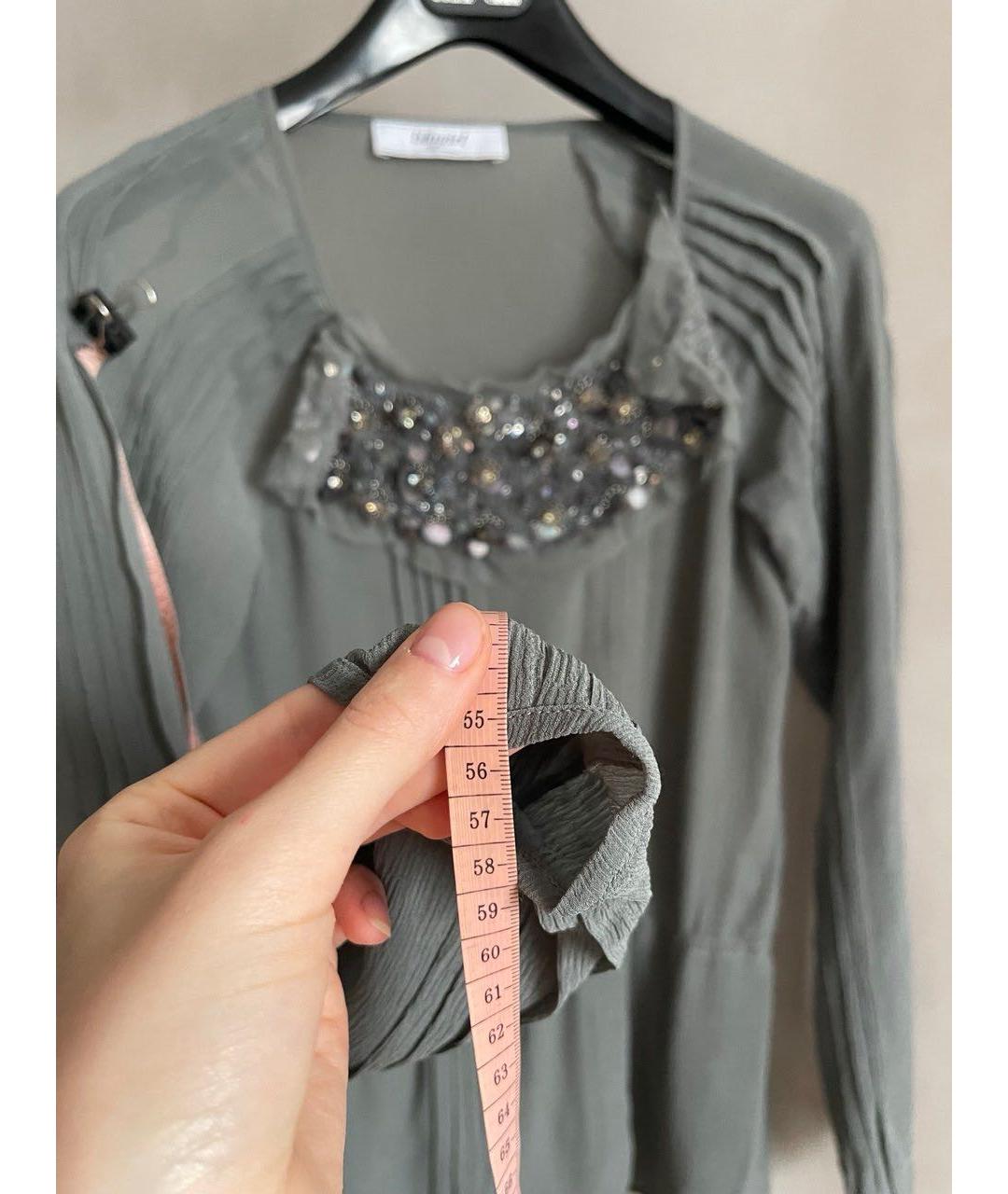 BLUGIRL Серая шелковая блузы, фото 5