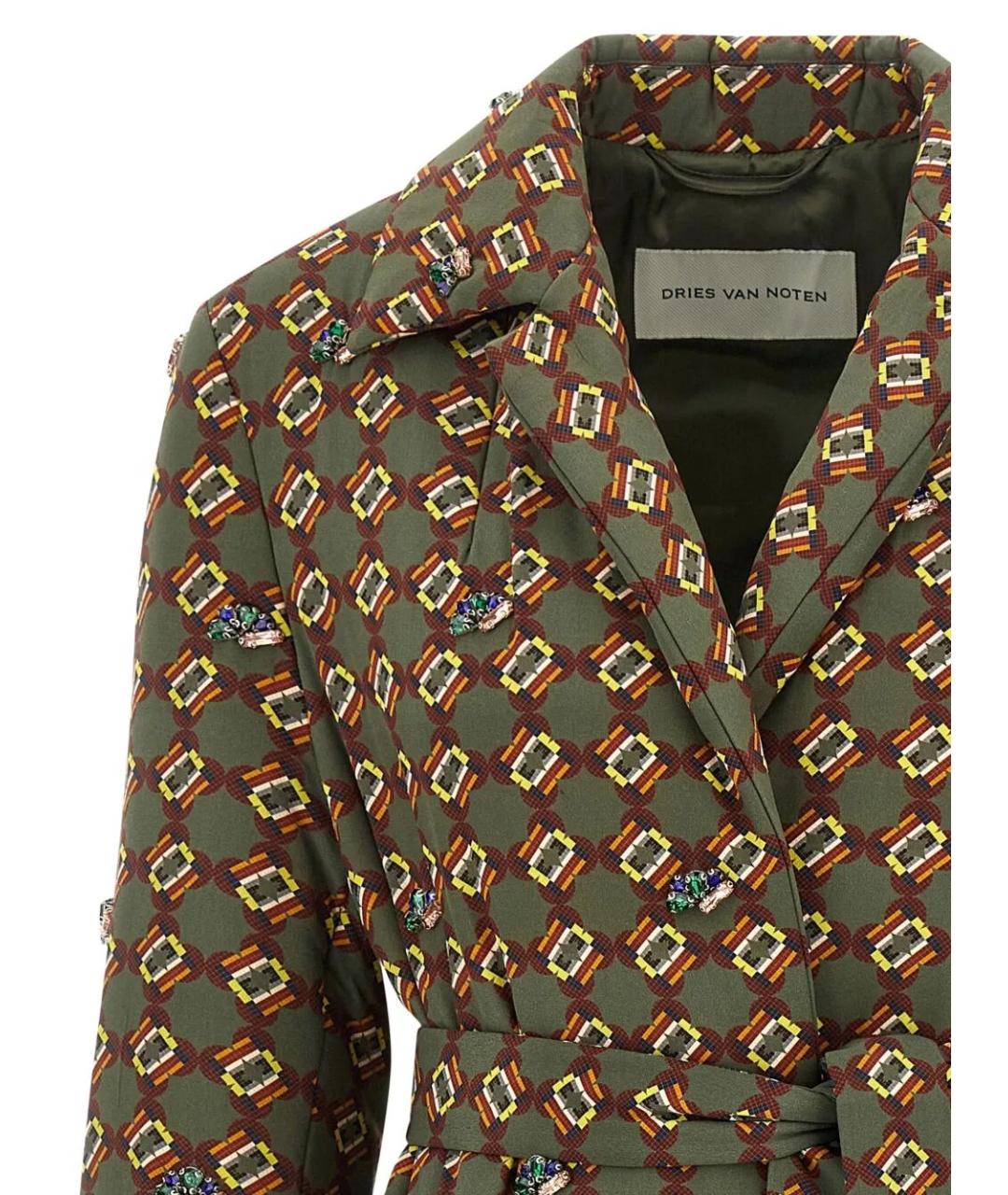 DRIES VAN NOTEN Хаки шелковое пальто, фото 3