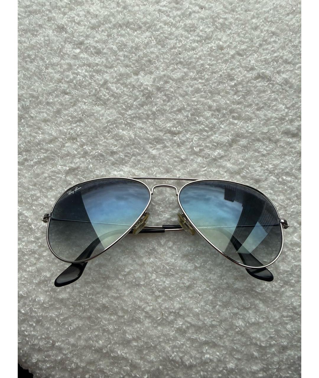 RAY BAN Серебряные металлические солнцезащитные очки, фото 6