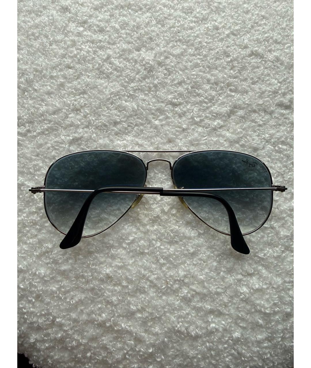 RAY BAN Серебряные металлические солнцезащитные очки, фото 2