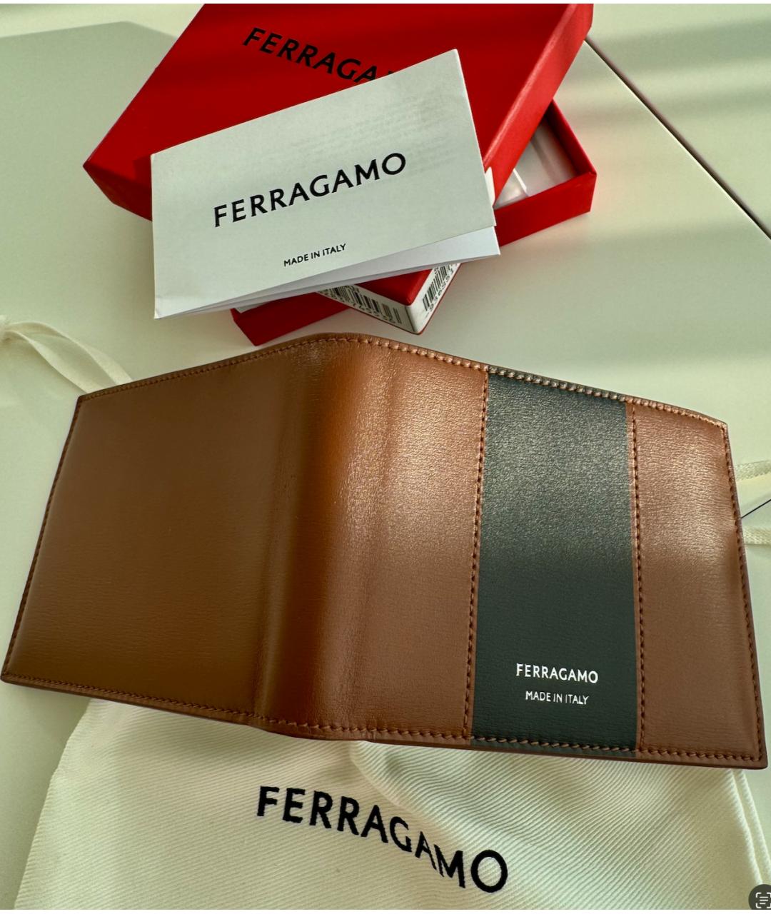 FERRAGAMO Коричневый кожаный кошелек, фото 8