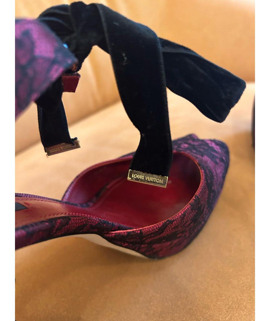 LOUIS VUITTON Бордовые босоножки, фото 5