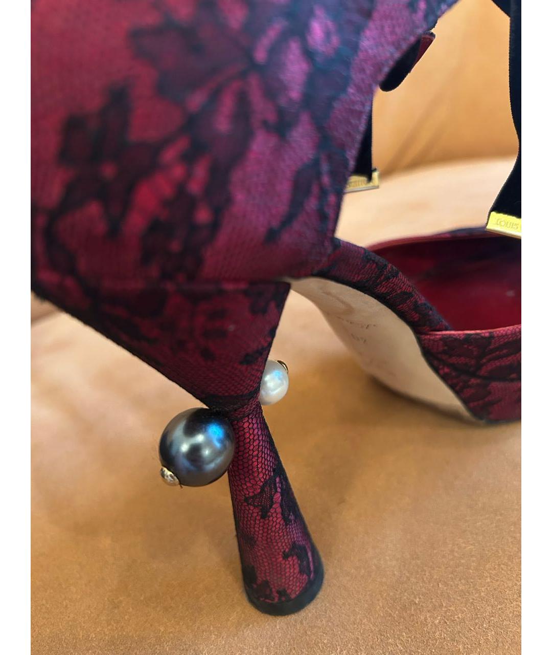 LOUIS VUITTON Бордовые босоножки, фото 6