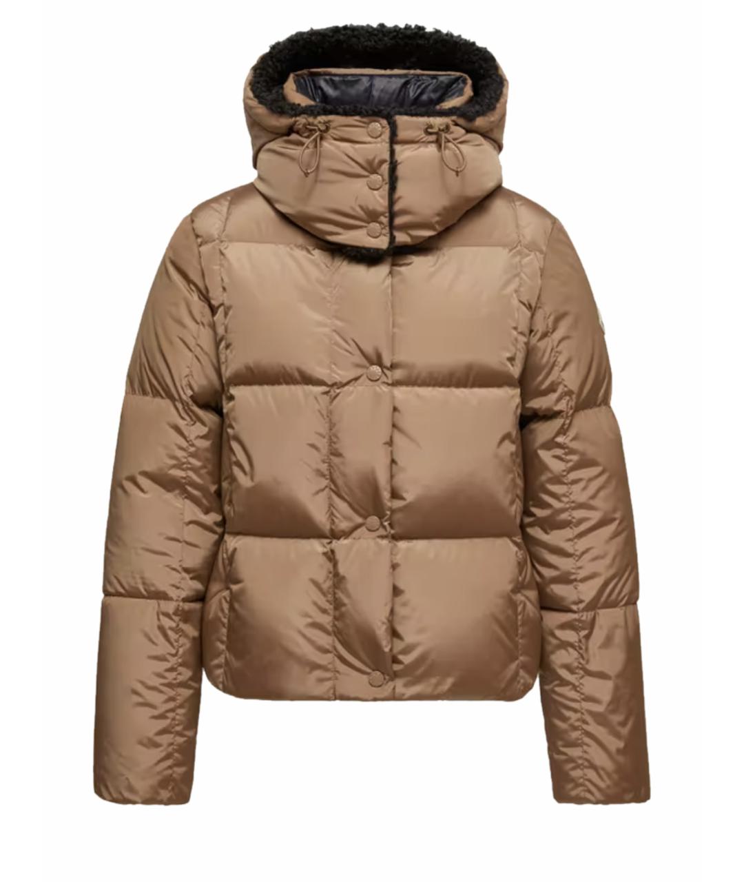 MONCLER Бежевый полиамидовый пуховик, фото 1