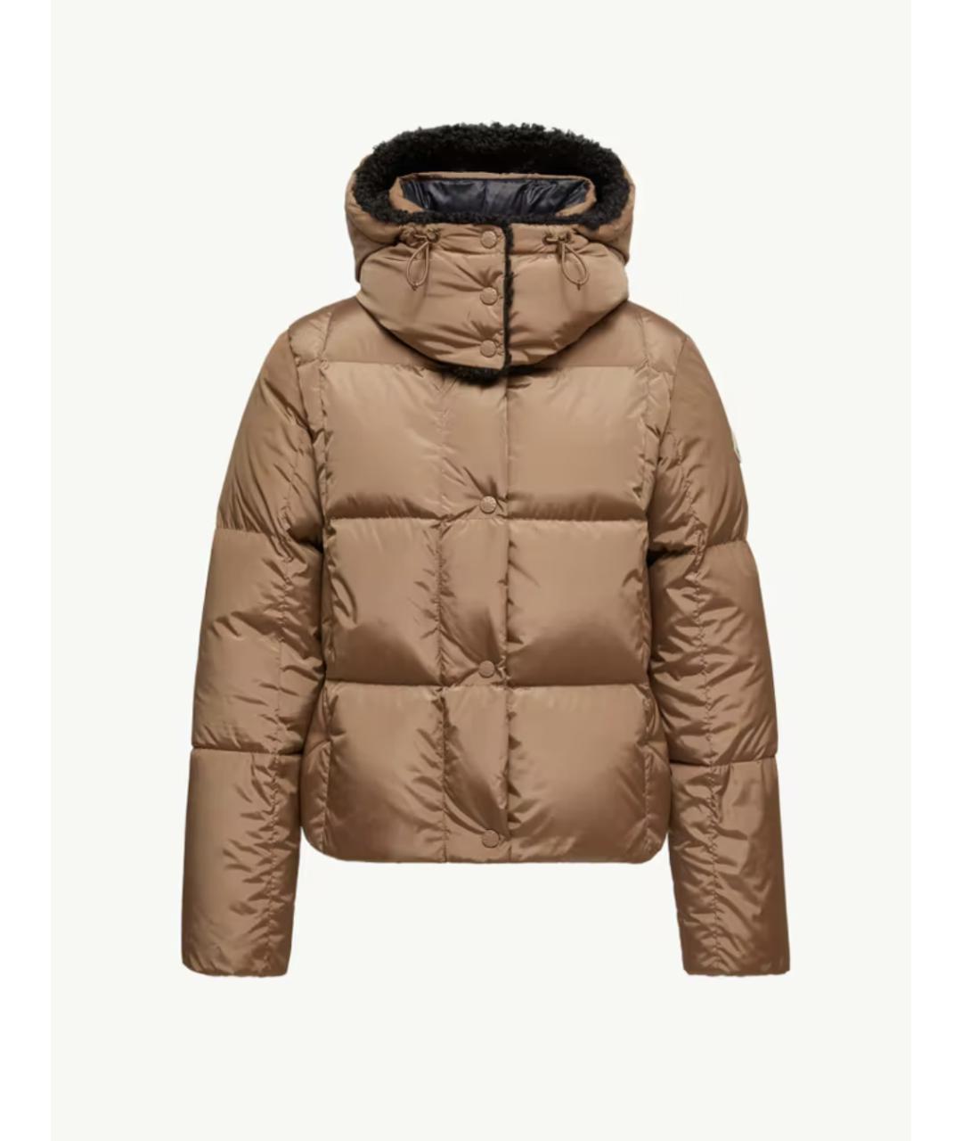 MONCLER Бежевый полиамидовый пуховик, фото 6