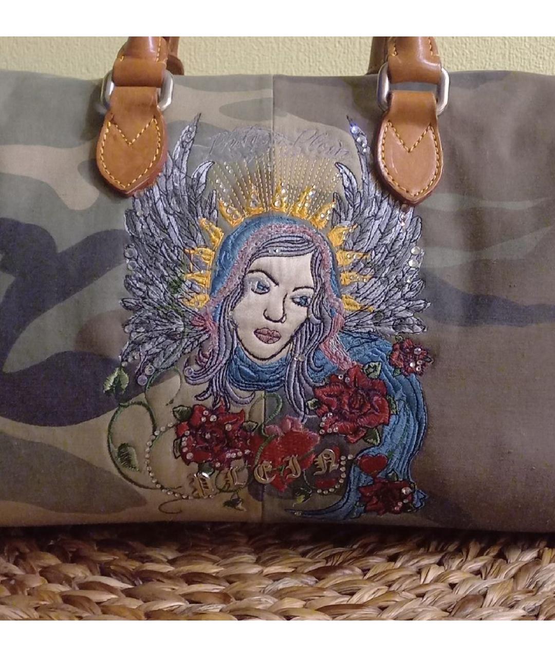 PHILIPP PLEIN Хаки деним сумка с короткими ручками, фото 6