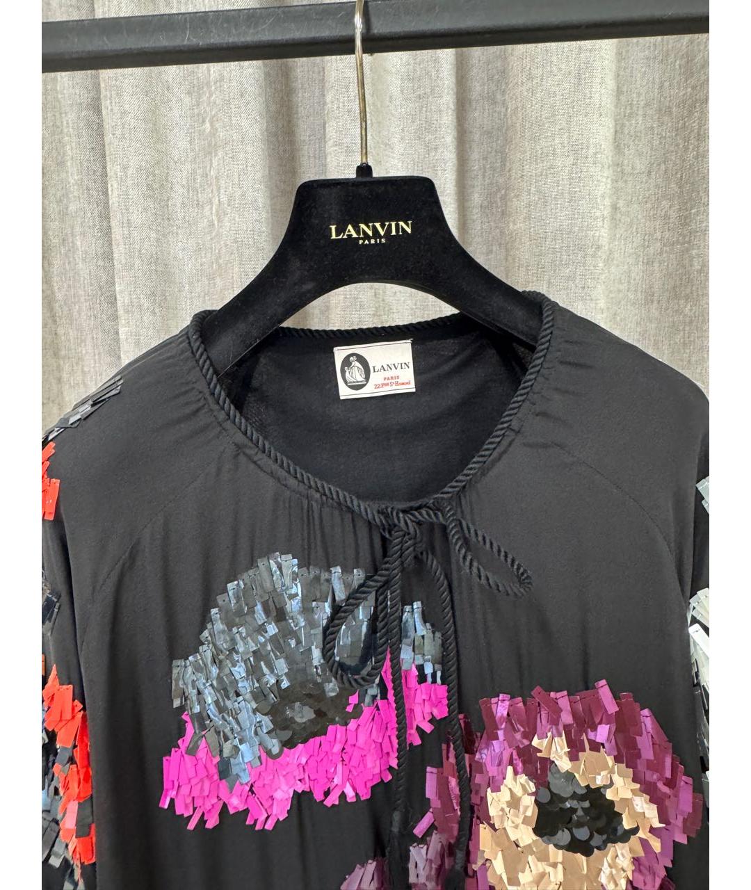 LANVIN Черная шелковая блузы, фото 3