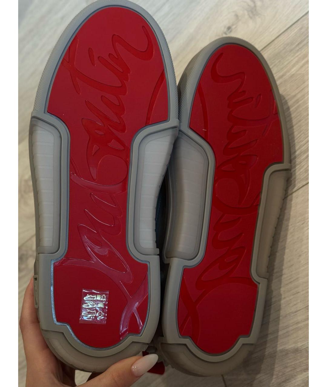 CHRISTIAN LOUBOUTIN Серые кожаные низкие кроссовки / кеды, фото 5