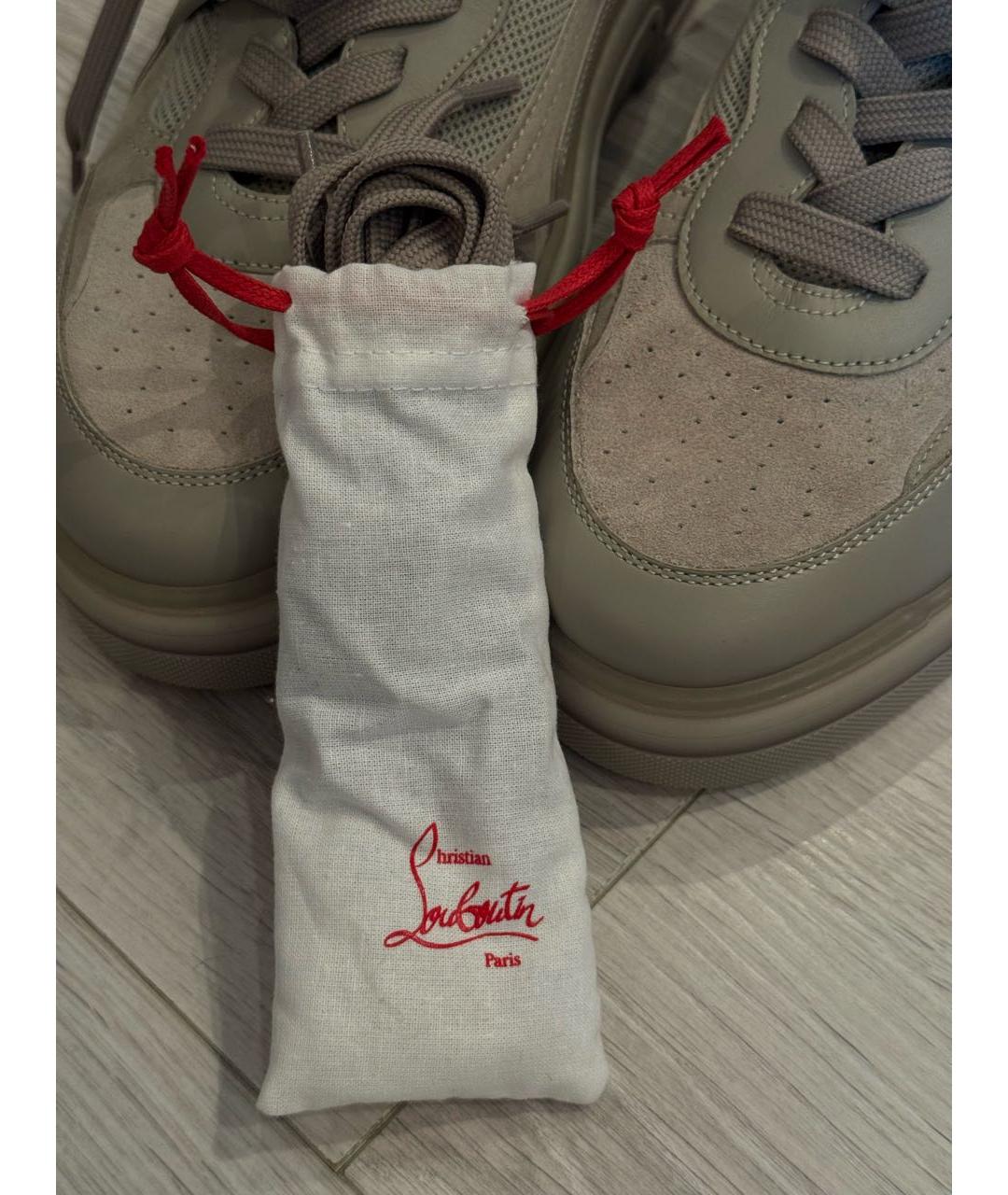 CHRISTIAN LOUBOUTIN Серые кожаные низкие кроссовки / кеды, фото 6