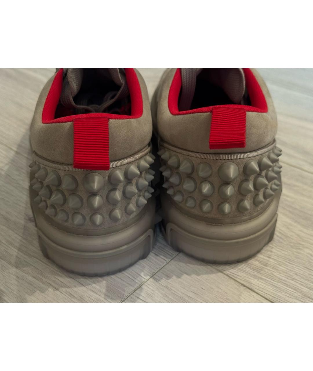 CHRISTIAN LOUBOUTIN Серые кожаные низкие кроссовки / кеды, фото 4