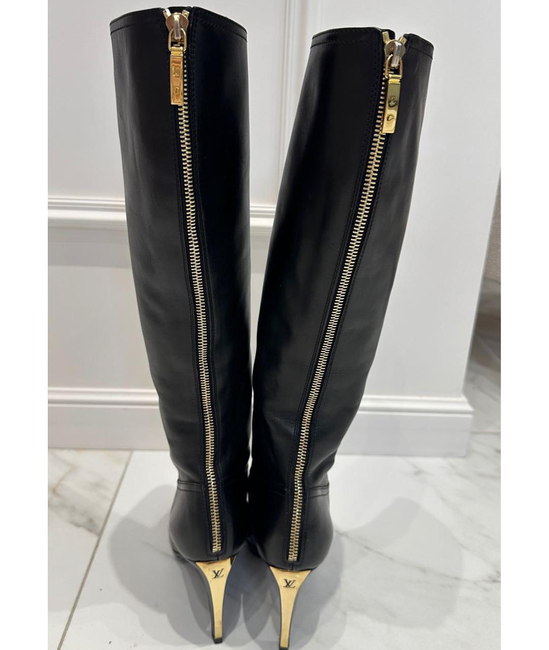 LOUIS VUITTON Черные кожаные сапоги, фото 4