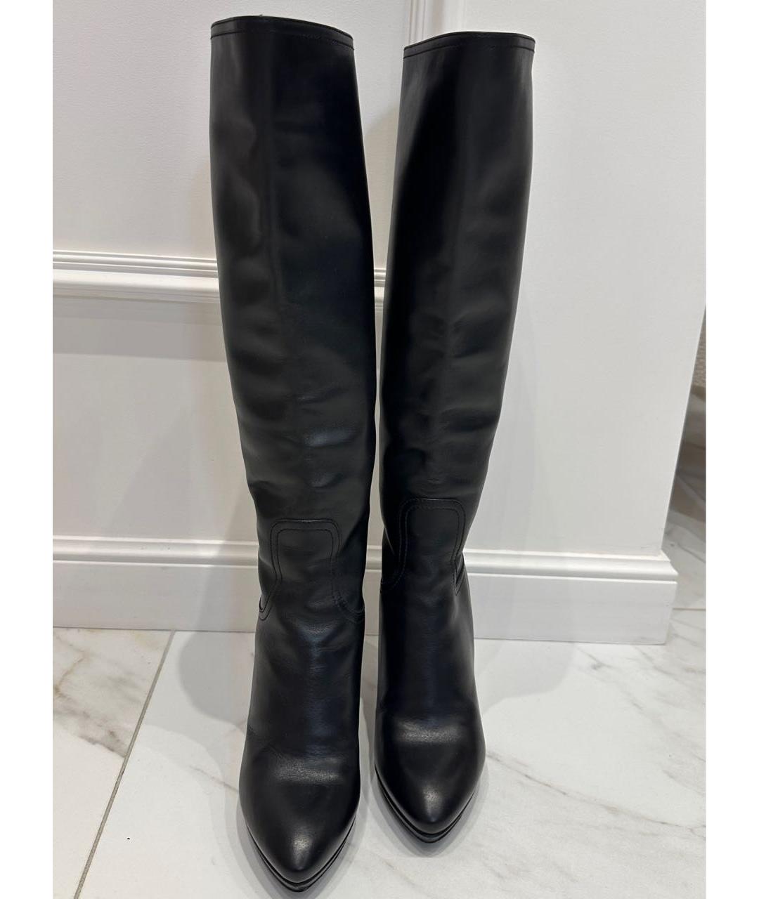 LOUIS VUITTON Черные кожаные сапоги, фото 2