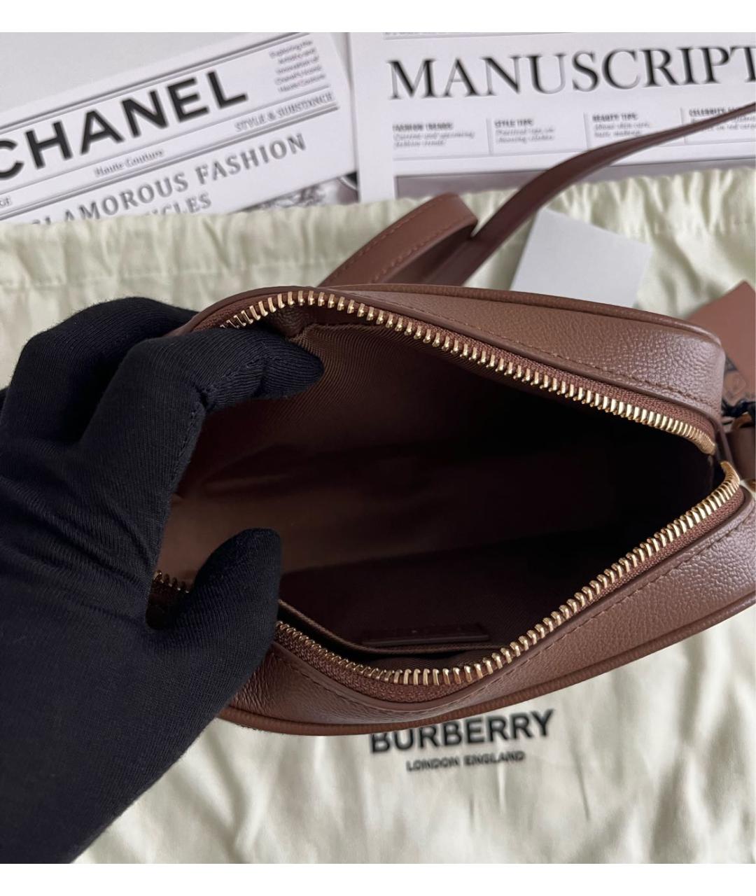 BURBERRY Коричневая кожаная сумка через плечо, фото 6