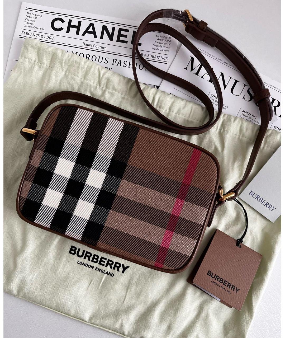 BURBERRY Коричневая кожаная сумка через плечо, фото 9