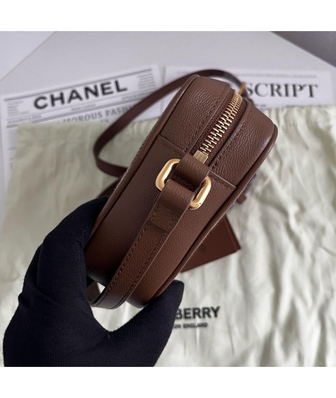 BURBERRY Коричневая кожаная сумка через плечо, фото 5