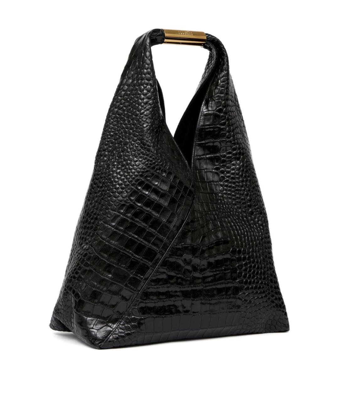 MM6 MAISON MARGIELA Черная кожаная сумка тоут, фото 2