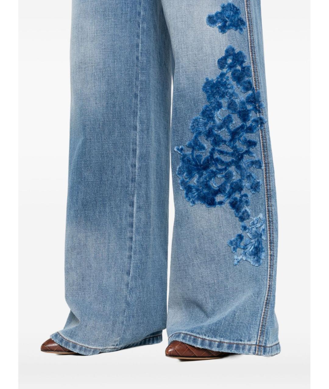 ERMANNO SCERVINO Голубые хлопковые прямые джинсы, фото 3