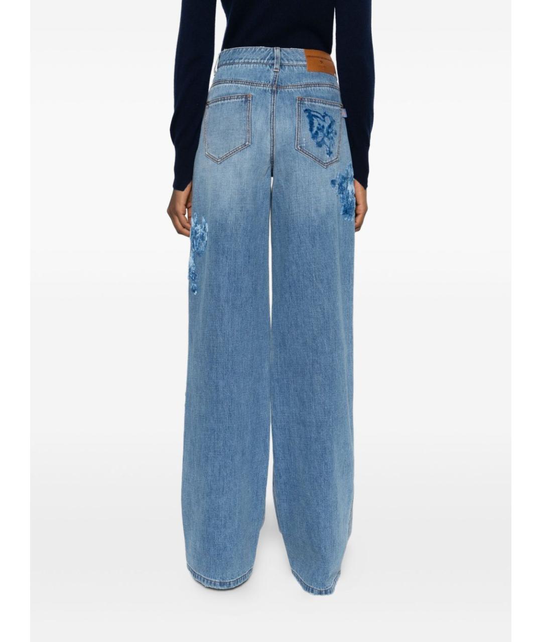 ERMANNO SCERVINO Голубые хлопковые прямые джинсы, фото 4