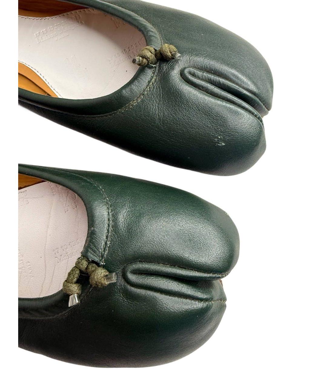MAISON MARGIELA Зеленые кожаные балетки, фото 4