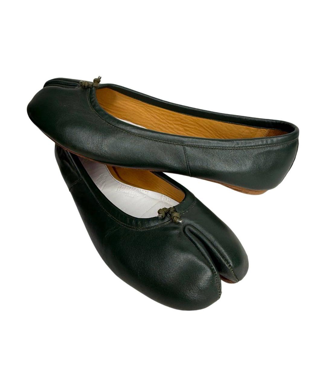 MAISON MARGIELA Зеленые кожаные балетки, фото 2