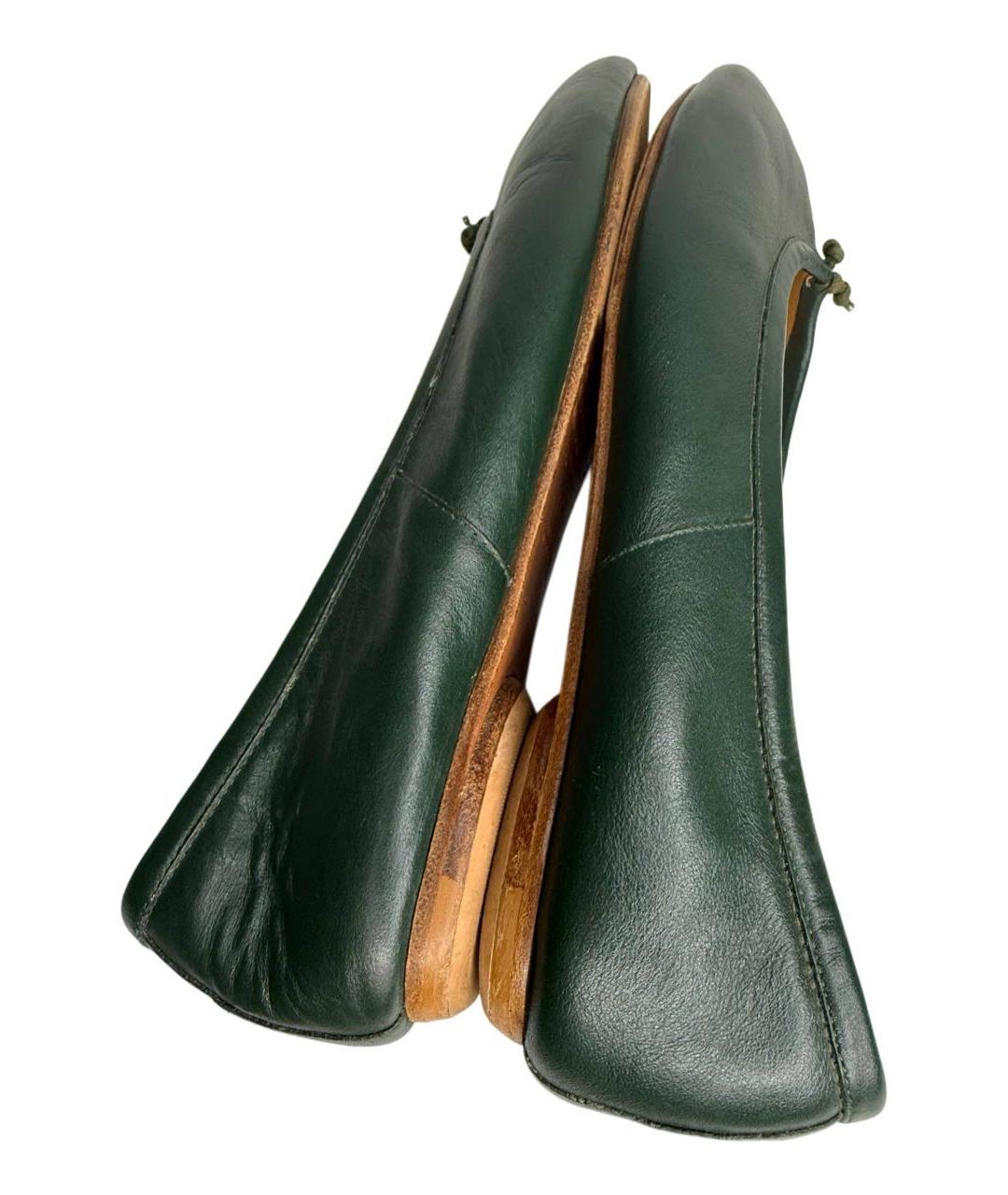 MAISON MARGIELA Зеленые кожаные балетки, фото 7
