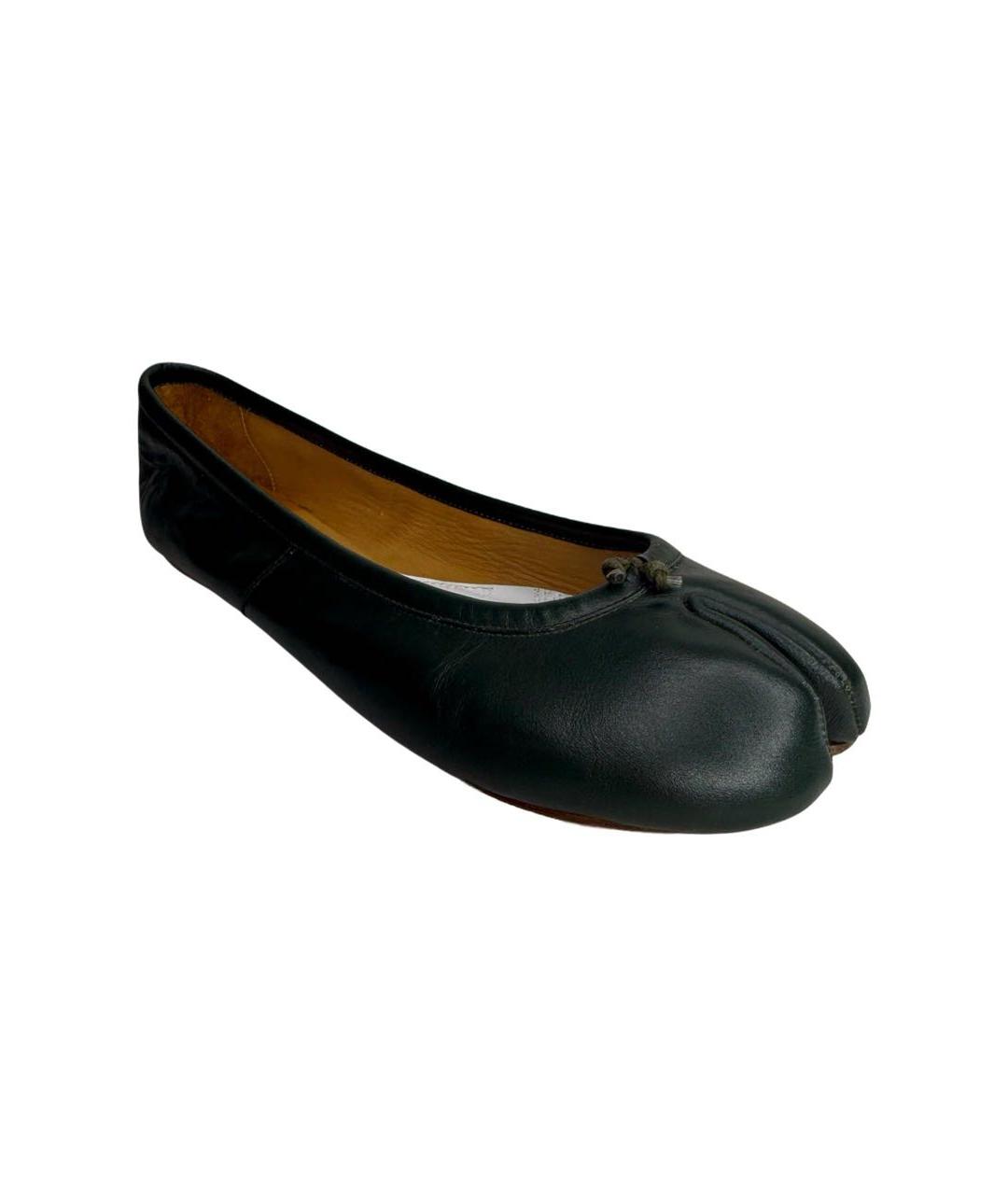 MAISON MARGIELA Зеленые кожаные балетки, фото 1