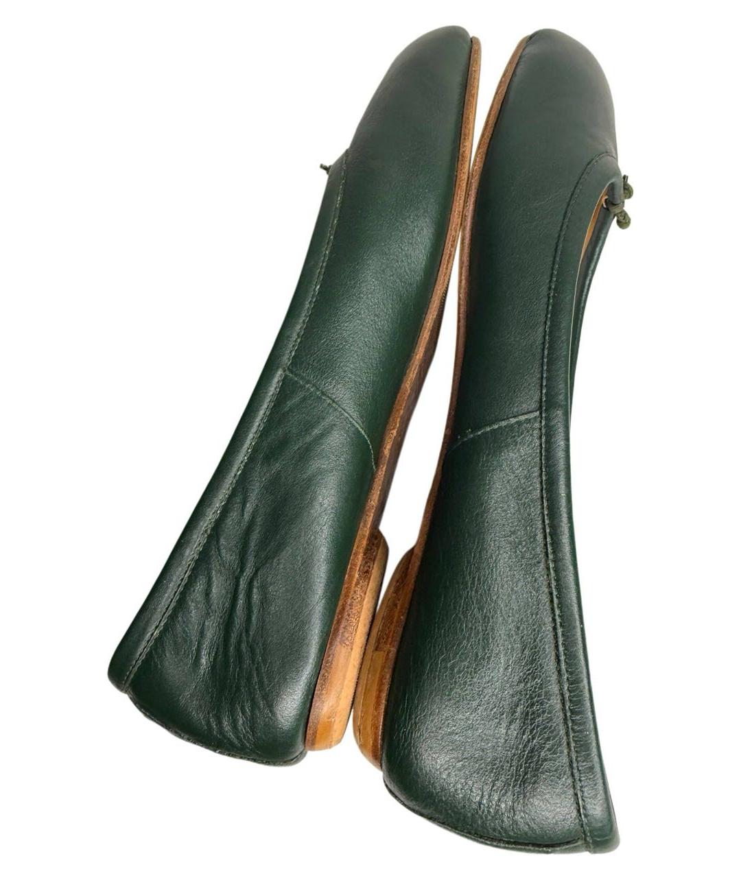 MAISON MARGIELA Зеленые кожаные балетки, фото 6