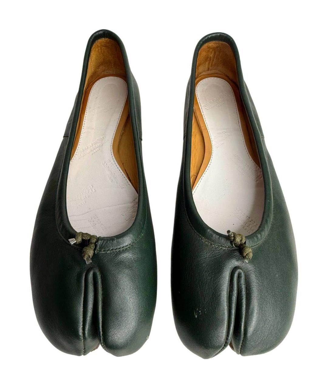 MAISON MARGIELA Зеленые кожаные балетки, фото 3