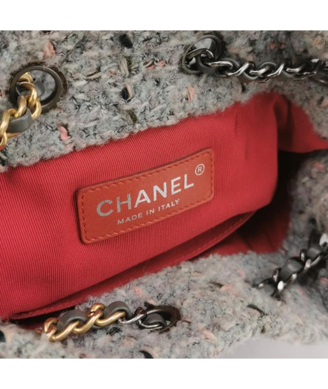 CHANEL Антрацитовый твидовый рюкзак, фото 7