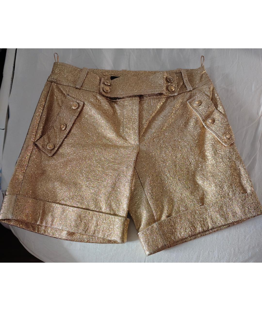 VERSACE Золотые кожаные шорты, фото 6