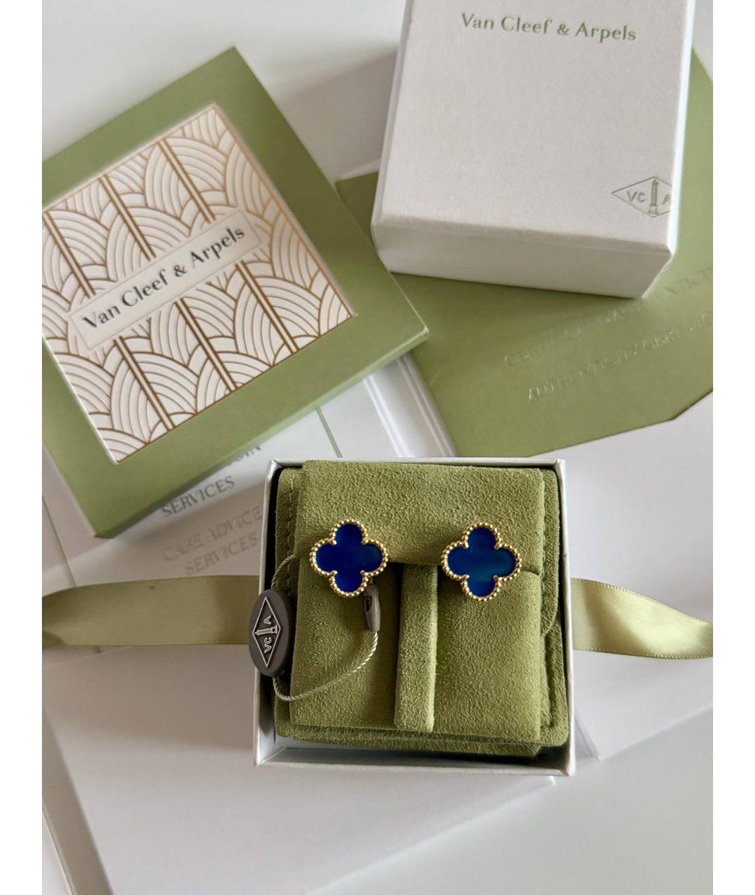 VAN CLEEF & ARPELS Синие серьги из желтого золота, фото 3