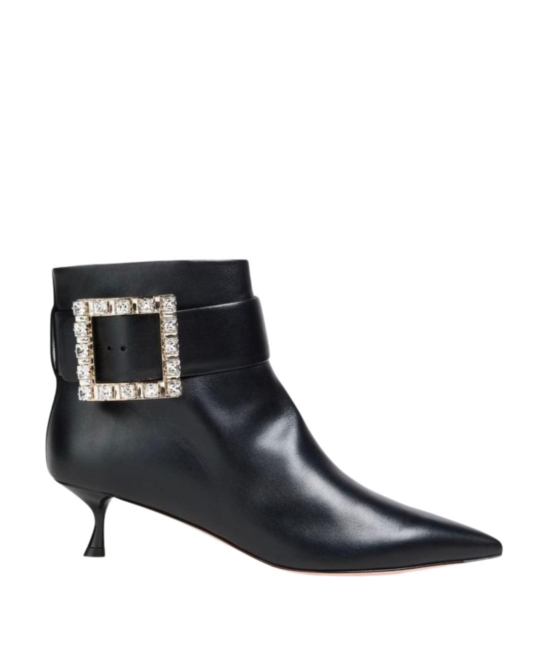 ROGER VIVIER Черные кожаные ботильоны, фото 1