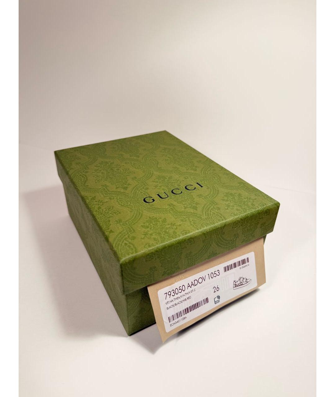 GUCCI KIDS Черные кожаные кеды, фото 5