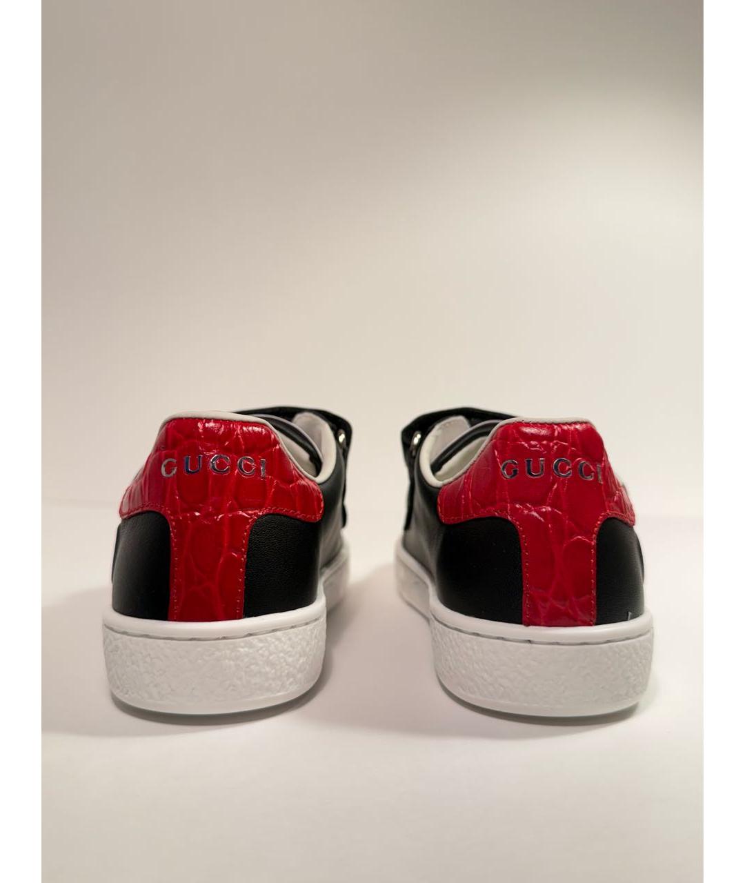 GUCCI KIDS Черные кожаные кеды, фото 4