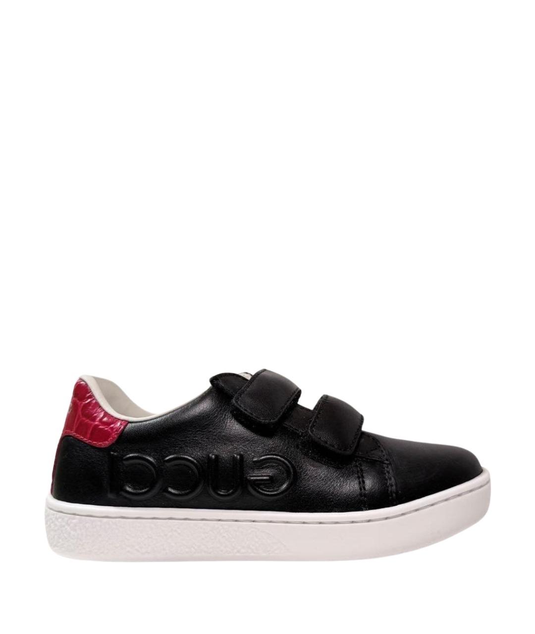 GUCCI KIDS Черные кожаные кеды, фото 1