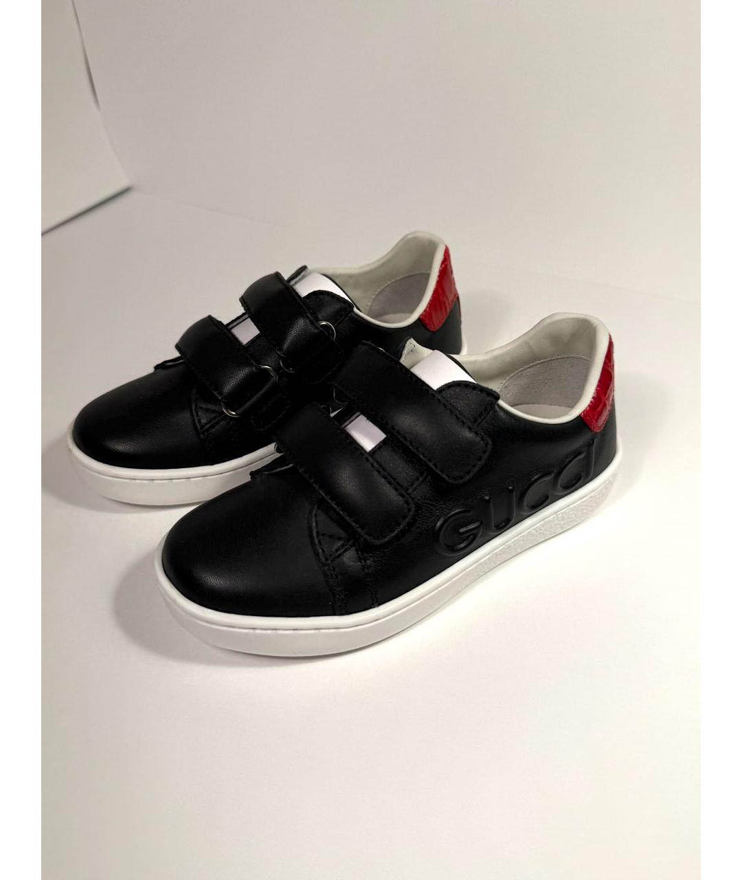 GUCCI KIDS Черные кожаные кеды, фото 2