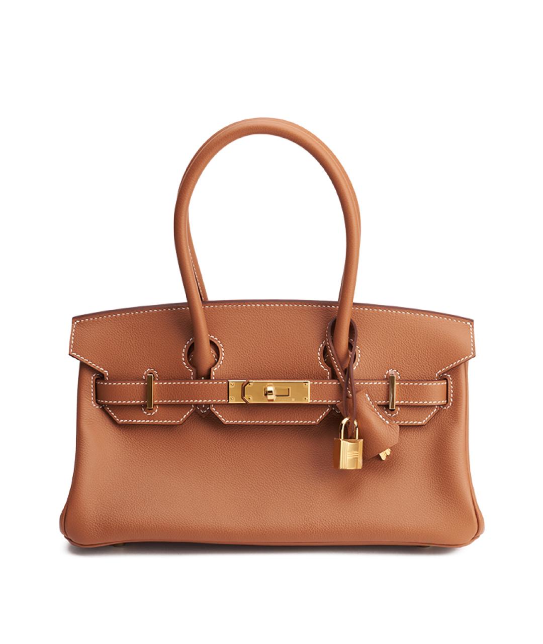 HERMES Коричневая кожаная сумка с короткими ручками, фото 1