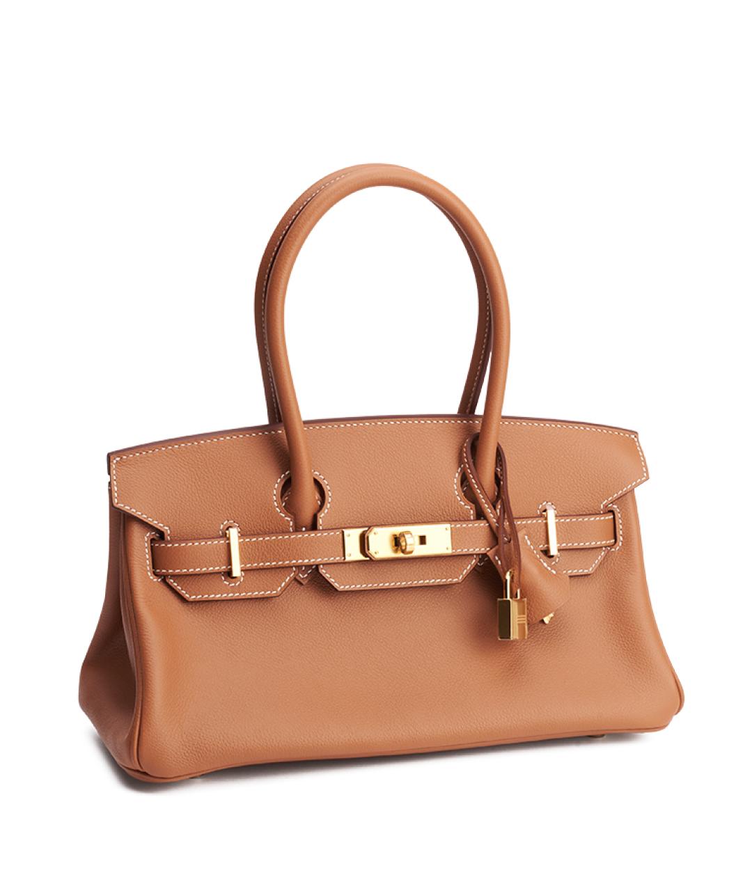 HERMES Коричневая кожаная сумка с короткими ручками, фото 2